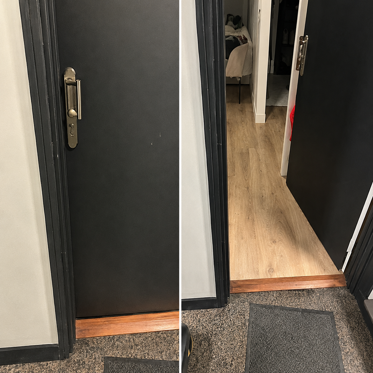 Avant et après une intervention d'ouverture de porte